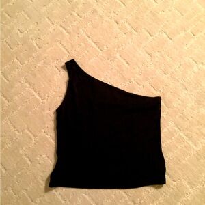 A.B.S. BLACK ONE SHOULDER CREPE TANK TOP SZ MEDIUM